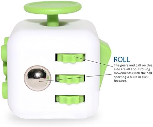 Fidget Cube Toy Anxiety Attention Stress Relief Stocking Stuffer For Childern And Adults (White and Green)