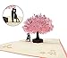 EcoToKo Valentine Day 3D Pop Up Card Fall In Love Cherry Blossom Tree Couple Handmade Romantic Greeting Card To Lover Girlfriend Wife Love Sign Birthday Anniversary Wedding Engagement