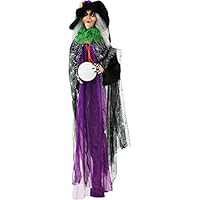 Haunted Hill Farm 5.6 ft. Whining Witch Halloween Prop | Red Flashing Eyes | Bendable Arms | Touch Activated | Battery-Operated | Halloween Decoration | HHWITCH-29HLSA,Multicolor,HHWITCH-32HLS Haunted Hill Farm 5.6 ft. Whining Witch Halloween Prop | Red Flashing Eyes | Bendable Arms | Touch Activated | Battery-Operated | Halloween Decoration | HHWITCH-29HLSA,Multicolor,HHWITCH-32HLS