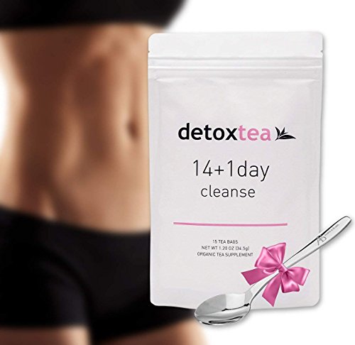14 + 1 Free Day Cleanse & Detox Tea Bags (Free Branded Spoon Inside) | Reduce Bloating | Natural Organic Blend | Fat Burners - Goji Berries + Oolong Tea | for Weight Loss and Belly Fat 14 + 1 Free Day Cleanse & Detox Tea Bags (Free Branded Spoon Inside) | Reduce Bloating | Natural Organic Blend | Fat Burners - Goji Berries + Oolong Tea | for Weight Loss and Belly Fat