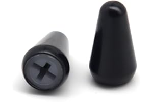 YiJunHui 2-Pack Chrome 5-Way Switch Tip & Knob Cap Set for Fender Strat/Telecaster | Durable Metal Replacement Parts with Polished Finish (Black)