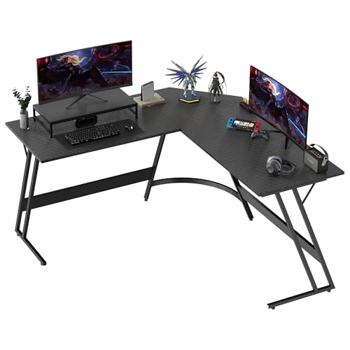 Yansee Gaming Tisch L Form, Eckschreibtisch Für Gamer, Gaming Schreibtisch L Form, Groß Pc Computertisch,130X130Cm, Schwarz