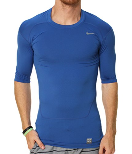 Nike Men's Dri-Fit Core Compression Half Sleeve Training Shirt-Blue-Large