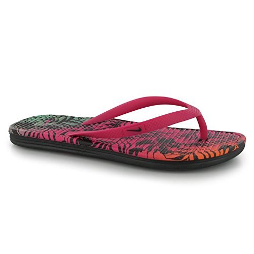 NIKE Kids Girls Solarsoft Thong 2 Print (Little Kid/Big Kid) (3 M US Little Kid, Hot Pink/Black/Orange/Mint)