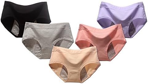 Wofee Young Girls' 100% Cotton Menstrual Period Anti-Penetration Pants Pack of 4