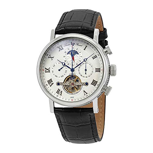 Lucien Piccard Men's 'Ottoman' Automatic Stainless Steel and Black Leather Casual Watch (Model: LP-40012A-02S)