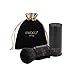 Retractable Makeup Brush Natural Super Soft Dense Bristles Make up Kabuki Brushes for Mineral Face Powder Foundation Blush Beauty Tools with Cosmetics Pouch(Black)