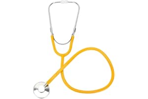Medsource Stethoscope – 22” Long Tubing, Lightweight Stethoscope with Aluminum Chestpiece – Single Head, Acoustic Sound Yello