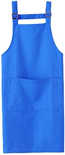 HENSE Unisex Adjustable Apron With Three Multipurpose Pockets Cooking Kitchen Chefs Bibs Aprons For Baking, Painting, Home Kitchen, Restaurant, Coffee House (Blue)