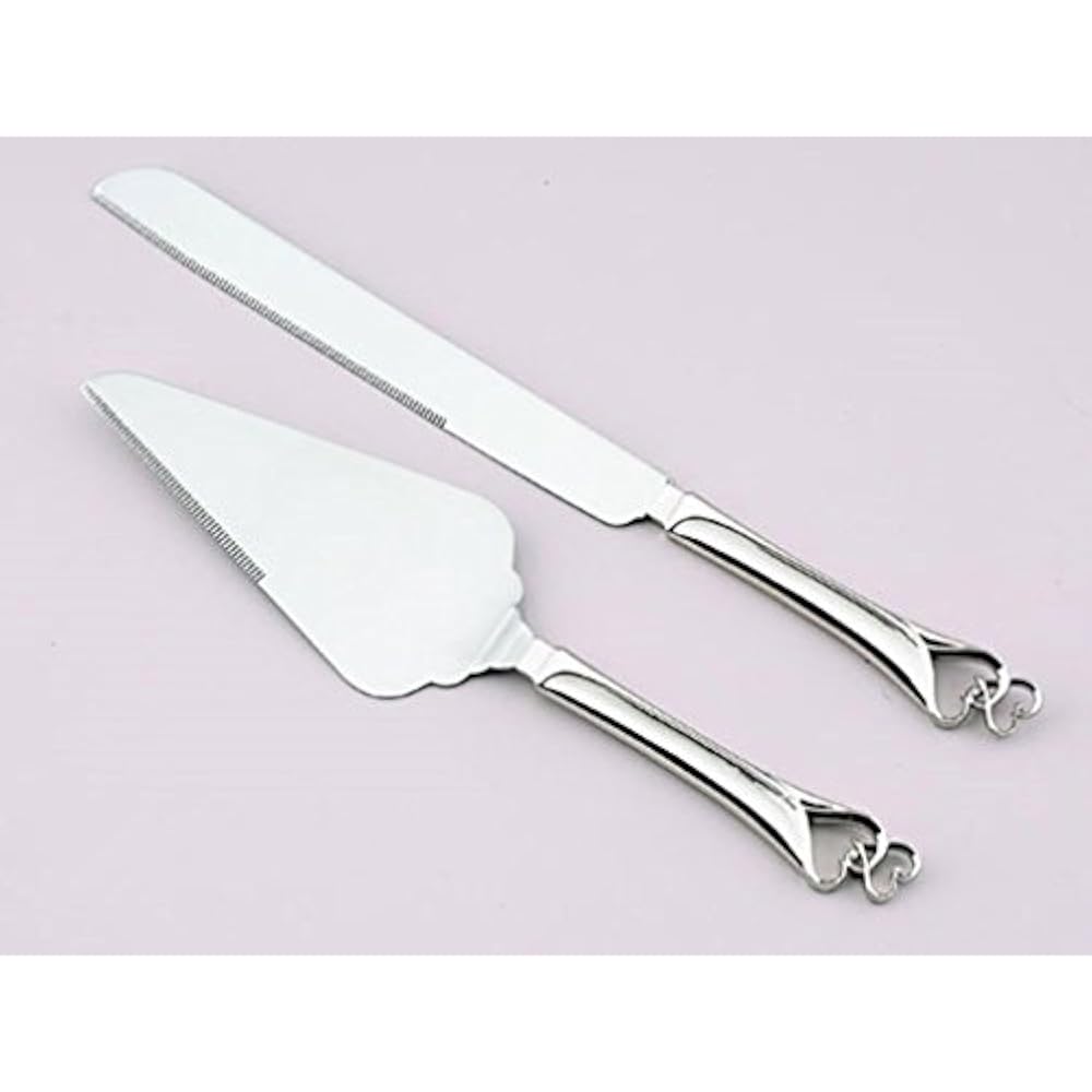 Cake Pie & Pastry Servers Knife And Set With Double Hearts Flatware