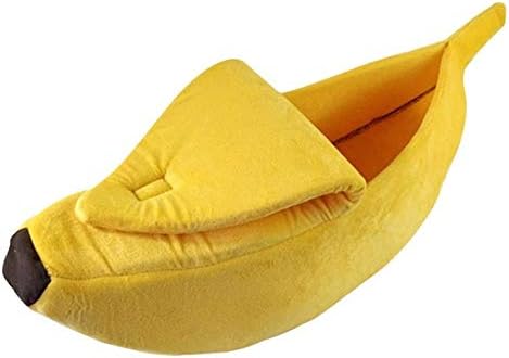 Camerlon Pet Cat Dog Sofas Bed Banana Shape Dog House Cute Pet Kennel Nest Warm Dog Cat Sleeping Beds House Popular ，yellow，S
