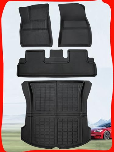 TAPTES for Tesla Model 3 Floor Mats 2023 2022 2021 2020 2019 2018 2017, XPE Premium All Weather for Tesla Model 3 Trunk Mat Rear Cargo Liners-Compatible for Model 3 2017-2023 Car Interior Accessories