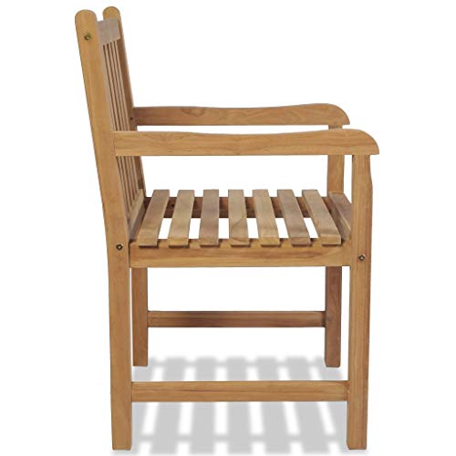 vidaXL 2X Teak Massiv Gartenstuhl mit Armlehne Essstuhl Holzstuhl Gartensessel Stuhl Stühle Sessel Gartenstühle Terrassenstuhl Garten – Bild 5