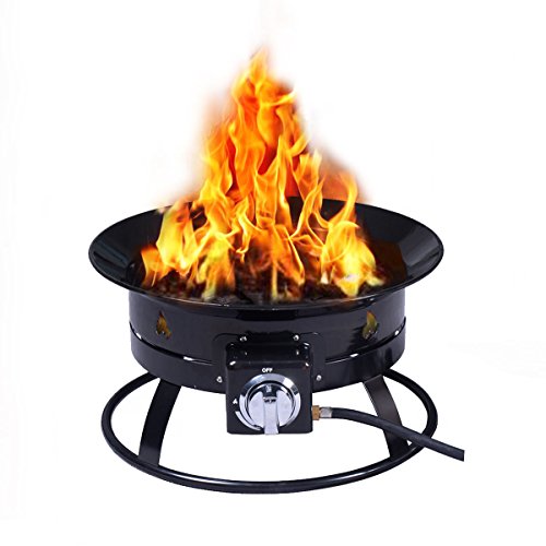 Giantex Portable Fire Pit Outdoor 58,000 BTU Propane Patio Lava Rocks Camping Events
