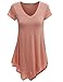 Doublju Womens Short Sleeve V-Neck Tunic Top With Handkerchief Hem