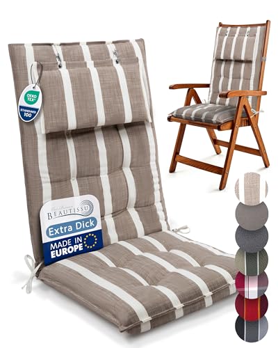 Beautissu 3er Set Premium Hochlehner Auflage Kopfpolster rutschfest robust
