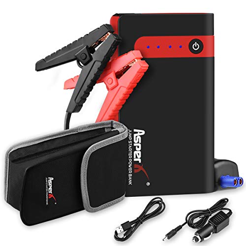 Asperx Car Jump Starter 500A Peak 10000mAh Car Jump Pack (Up to 4.5L Gas or 2.5L Diesel Engine), 12V Portable Power Pack Auto Battery Booster Phone Charger with LED Flashlight