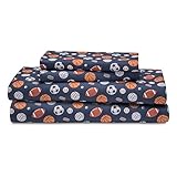 HowPlum Sport Twin Sheet Set Microfiber Kids Boys Athlete Soccer Football Bedding, Blue