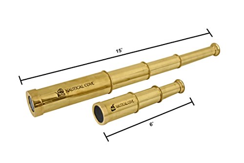 Nautical Cove Pirate Telescope Handheld Brass with Wooden Box For Kids, Props, and Costumes (6") - Thumbnail 5