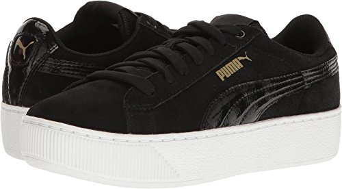 PUMA Women's Vikky Platform Fashion Sneaker, Black White, M US