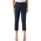 Rafaella Womens 24" Satin Twill Capri with Grommets, Stretch Fabric, Elastic Waistband, Curvy Slim Fit Dress Pants