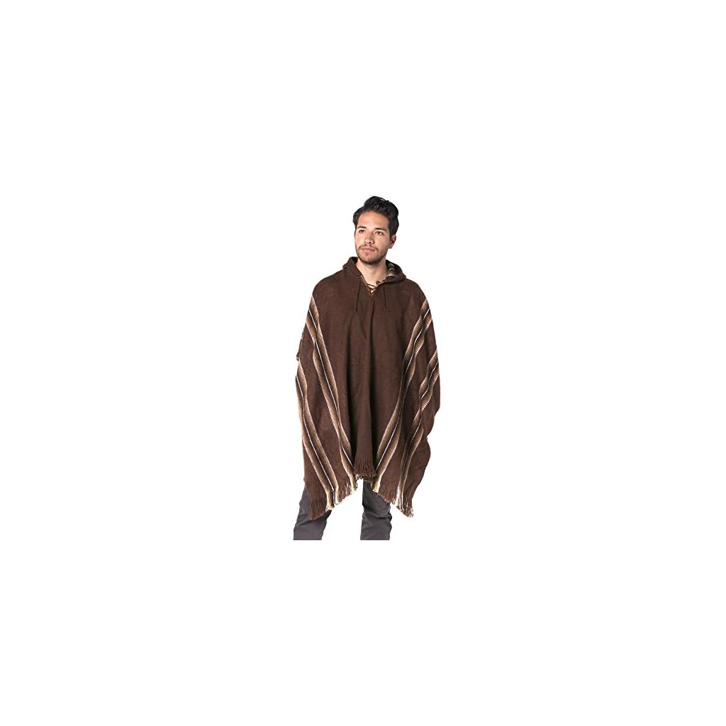 Poncho Alpaga Homme Gamboa - Manteau Polaire Mexicain - Régulation Température - Fait Main - Tradition Andine