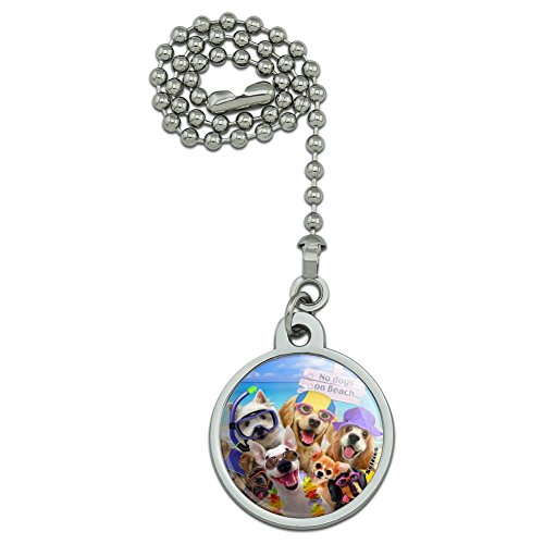 Graphics and More No Dogs on Beach Selfie Golden Retriever Westie Pug Ceiling Fan and Light Pull Chain