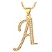 U7 Alphabet Initial Jewelry Women Girls Necklace with Letter A to Z Stainless Steel / 18K Gold Plated CZ Crystal or Statement Sideways Initials Choker Pendant Necklace, Gift Box Packed