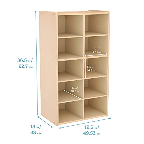 ECR4Kids Birch Streamline 10Cubby Storage w 10 Bins, Cubby