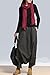 Mordenmiss Women's Drop Crotch Pants Linen Harem Drape Capri Culottes Style 2 Blackish Green