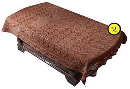 Yellow Weaves Exclusive Design Center Table Cover Net Cloth 40X60 Inches (Brown)