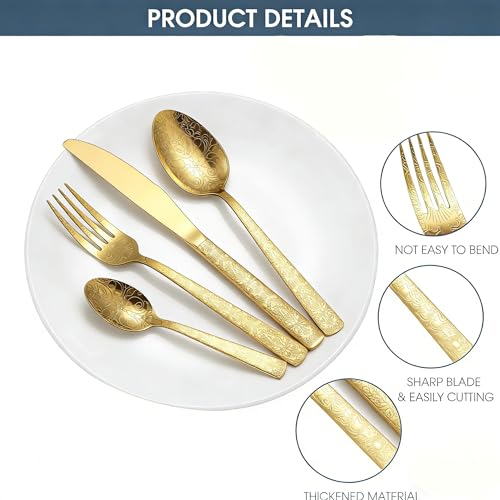ZERIFAM Cutlery Set, 24 Piece Flatware Set, Food Grade Stainless Steel Flatware Sets, Mirror Finished Utensil Sets for Home Restaurant, Dishwasher Safe, Rust Resistant, Restaurants and Home Use