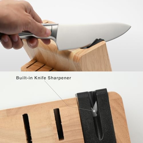 ZUNMARK Kitchen Knife Set, Professional 13 Piece Knife Set with Block and Sharpener, Sharp Chef Knife Set, Ideal for Home and Restaurants, Silver