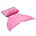 LANGRIA Glittering Flannel Mermaid Tail Blanket and Mermaid Blanket for Girls Kids Adults Super Soft Warm Lightweight in Living Room Bedroom All Seasons (60’’X25’’, Pink)