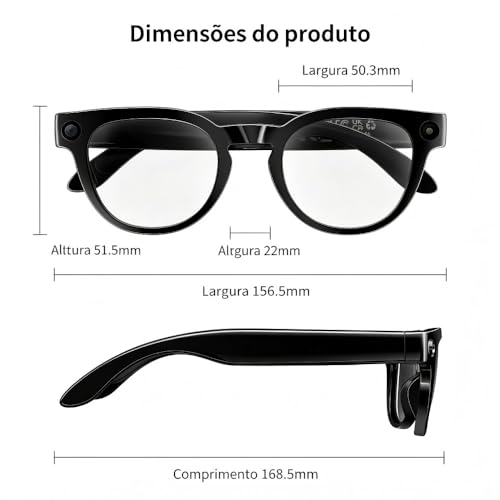 YARUIKE Óculos Inteligentes MT3 AI Tradução em Tempo Real, Câmera 8MP, Óculos com Câmera para Gravação, Anti-azul + Óculos de Sol, IP65, Bluetooth, Controle Tático, para Viagem e Trabalho (Preto)