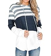 NEYOUQE Womens Color Block Striped Hoodies Pullover/Cardigan Sweatshirts Tops