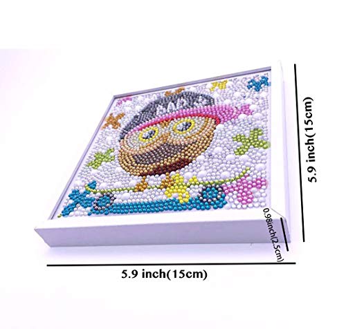H&G MASTER Diamond Painting Kit for Adult Kid, 5D Children Gem Painting Kit by Numbers with Wooden Frame，1 Pack，5.95.9 Inches(Owl)