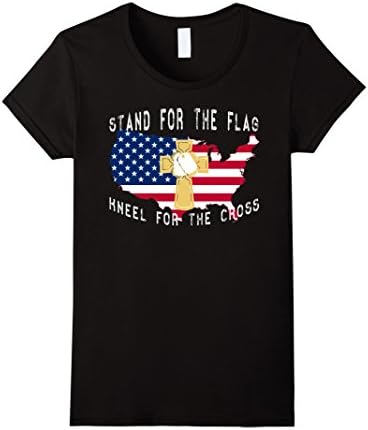 Womens Kneel For The Cross Gifts Idea USA Flag Map Veteran Dog Tag XL Black