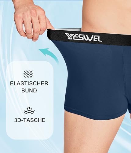 YESWEL Men's Boxers 6 Pack Super Soft Bamboo Underpants Elastic Waist Underwear (M-3XL)