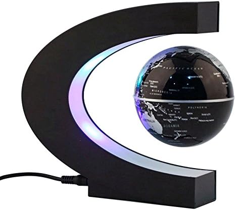 Magnetic Light Levitation Floating Globe LED World Map C Shape Night Table Lamp 3" Rotating Planet Earth Globe Ball Anti Gravity with LED Light Lamp