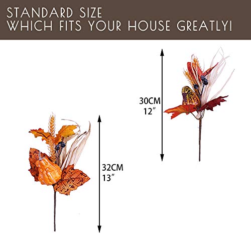 Valery Madelyn Fall Decorations, 4 Packs Fall Artificial Picks with Gourd and Leaf for Home Decor, Harvest Decor,Crafting and Displaying