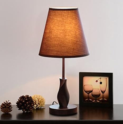 Bedside Table Lamp Amzstar Minimalist Wood Desk Lamp With Fabric Shade Dimmable Simple Nightstand Lamp For Bedroom Living Room Office Coffee Amazon Com