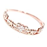 Gieschen Jewelers Clover Tiara 18K Rose/White Gold-Plated CZ Crystal Dainty Ring