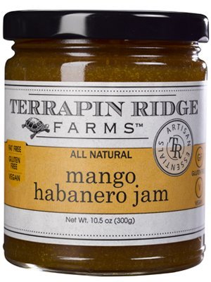 Terrapin Ridge Farms Sweet & Spicy Gourmet Jam Sampler Pack Set of 3 Jars with Recipe Cards - Hot Pepper Bacon Jam - Mango Habanero Jam - Passion Fruit Jalapeno Jelly