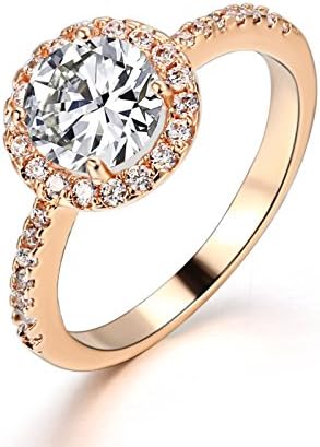 MervinJewelry Women`s Cubic Zirconia Engagement Ring 18K Rose Gold Plated (9)