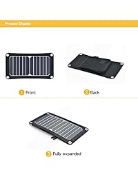 Cargador solar, panel solar portátil de 7 W plegable de alta eficiencia para portátil, tableta, GPS, iPad, por EREMOKI