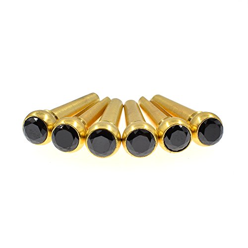 CLOUDMUSIC Guitar Bridge Pins Round Head 6pcs Brass Copper for Guitar With Guitar Bridge Pin Puller (Crystal Black)