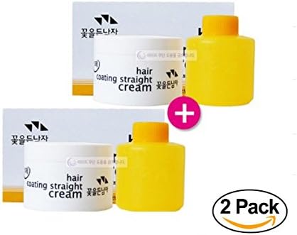 [SOMANG] TheFlowerMan Hair Straightening Cream(Relaxer) Resistant DIY Permanent Magic Straight:Easy Straight Perm At Home (Cream Set)