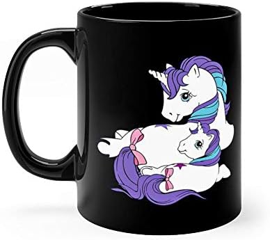 Retro G1 My Little Pony Glory and Baby 11oz Black Ceramic Funny Horse Coffee Tea Mug Great Horse Lovers Gift For Women Men