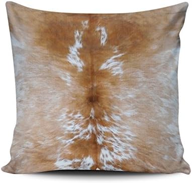 Fanaing Animal Hide Skin Print Spotted Brown White Cow Pillowcase Home Sofa Decorative 20X20 Inch Square Throw Pillow Case Decor Cushion Covers One-Side Printed